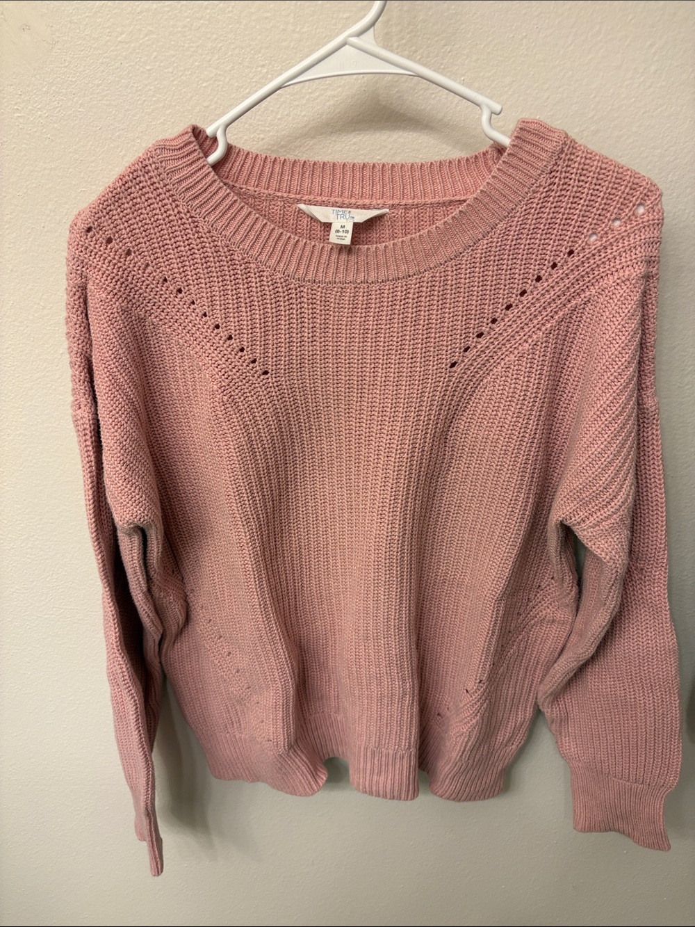 Time and Tru Dusty Pink Crewneck Knit Sweater